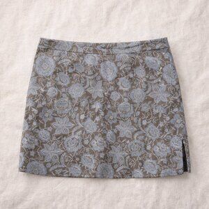 Blue Floral Blend Brown Blue Print Mini Skort